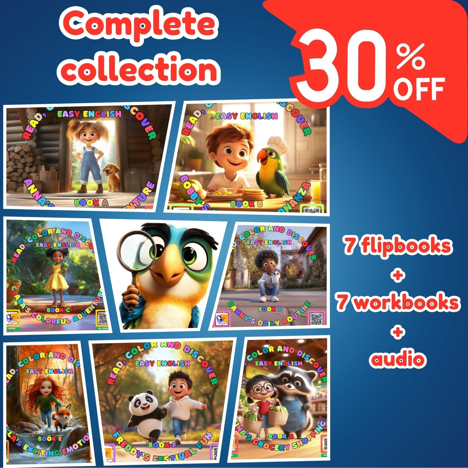 Complete Collection (7 flipbooks + 7 workbooks +Audio)